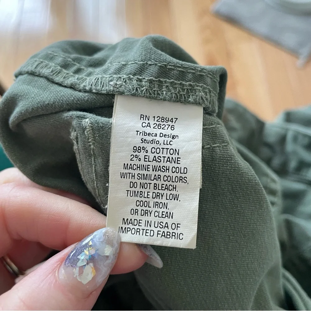 NILI LOTAN Olive Green Cropped French Military Cotton Twill Zipper Ankle Pants 8 - Picture 9 of 11